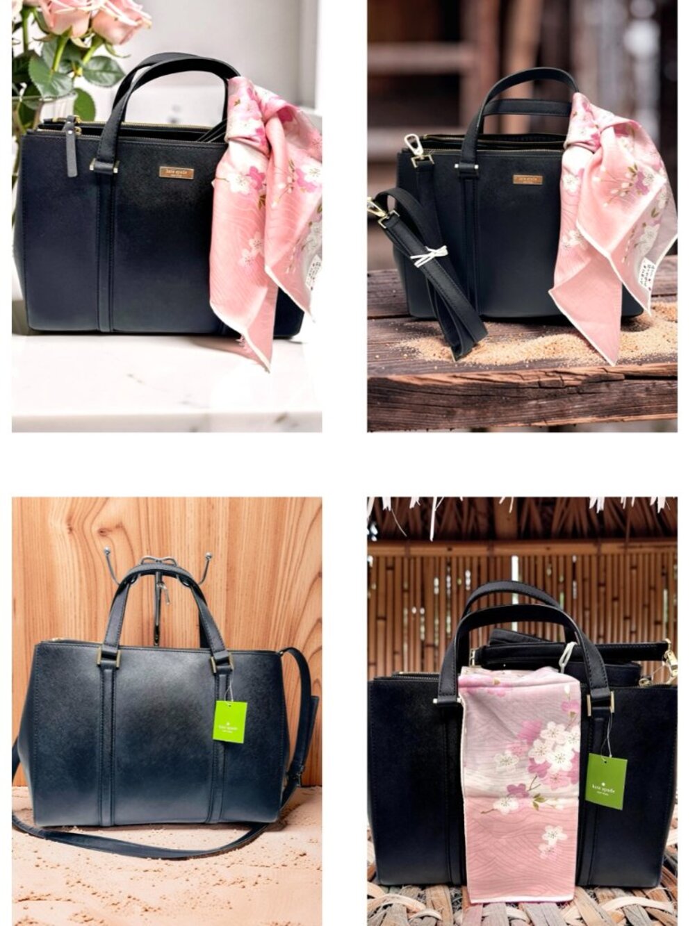 New Kate Spade Newbury Lane Joden Black Saffiano Leather XL Tote Bag+ Pink Scarf - Picture 4 of 16